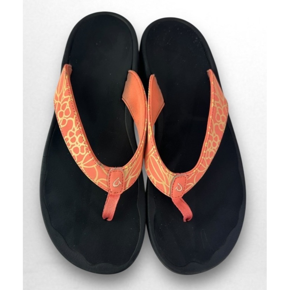 OluKai Ohana Flip Flop Sandals Orange Yellow 20110 Water Resist Women's Size 11 - Picture 16 of 16